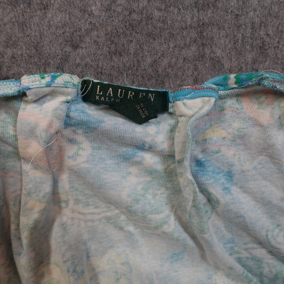 Ralph Lauren Dress Womens Medium Knee Length Paisley Square Neck Blue ALine - Picture 2 of 10